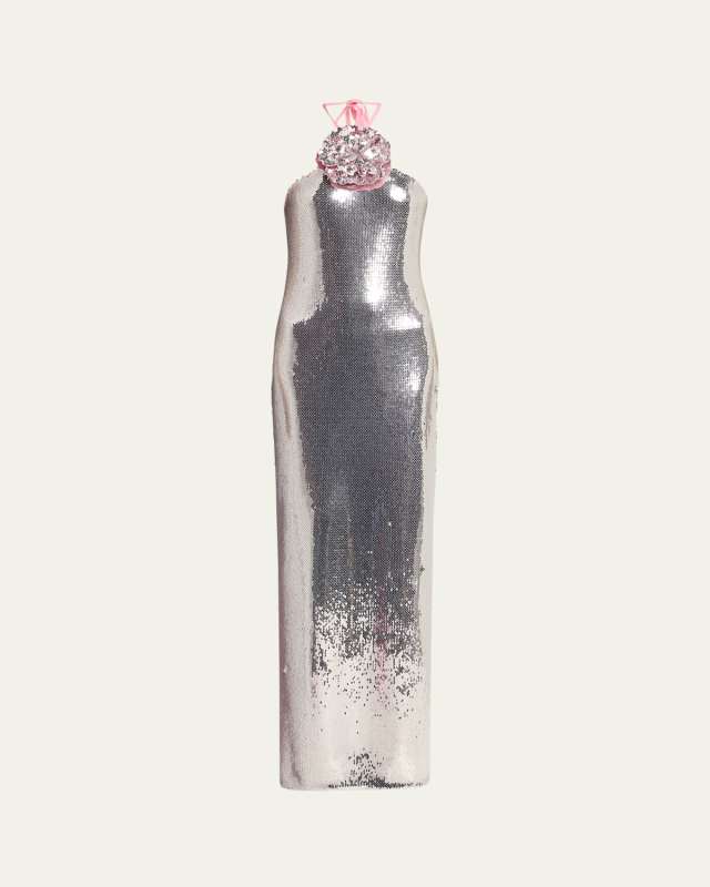 Sequined Halter Gown